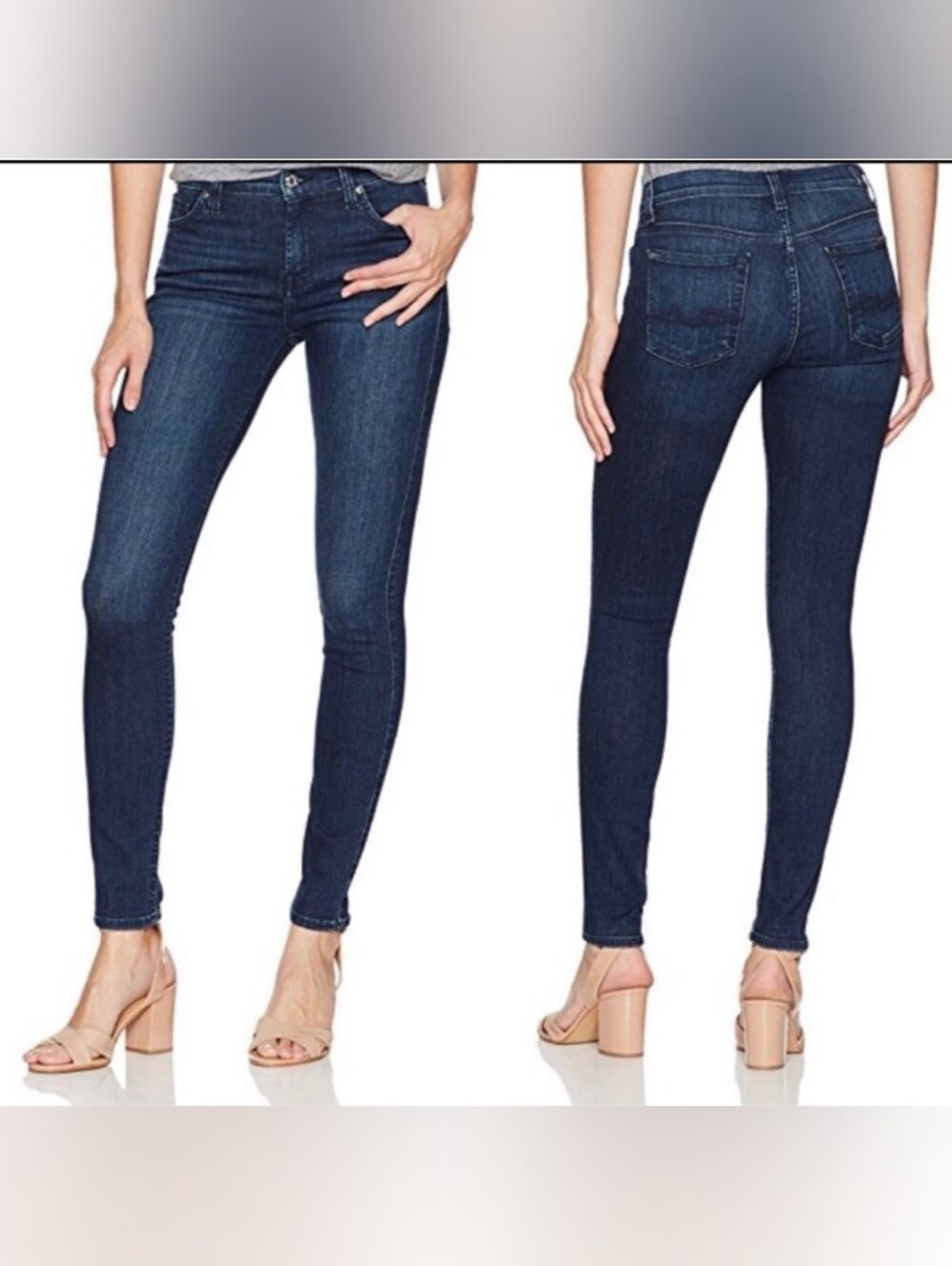 SFAM Seven For All Mankind Guenevere Skinny Jeans 26 Dark Blue Good Cond Stretch